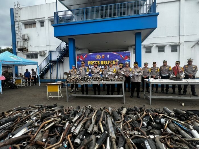 Satlantas Sukabumi Kota Tegas, Hancurkan 1.538 Knalpot Brong Hasil Penindakan