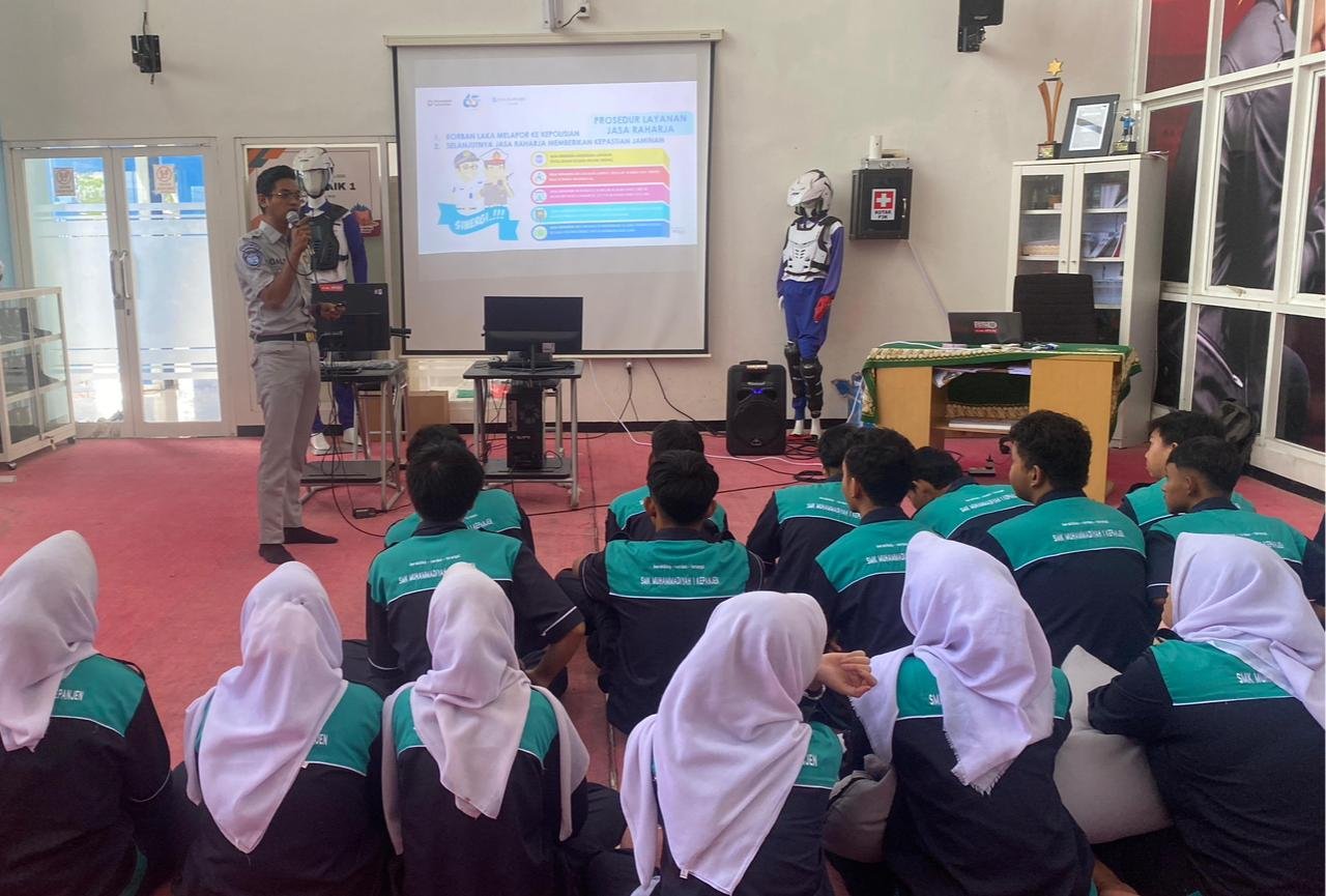 Tingkatkan Kesadaran Lalu Lintas, Jasa Raharja Gelar Sosialisasi di SMK Muhammadiyah 1 Kepanjen