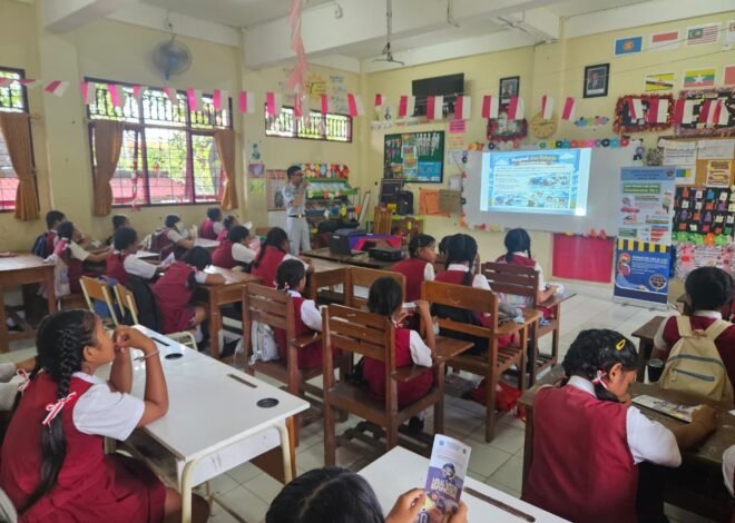 Jasa Raharja Bali Bersama Polresta Denpasar, BNN, dan Kisara Gelar Sosialisasi Keselamatan Lalu Lintas di SDN 2 Serangan