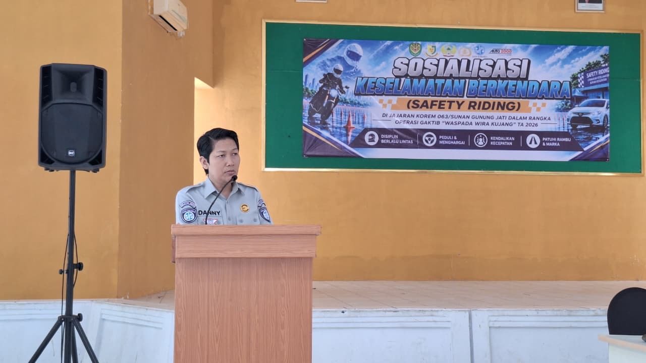 Tingkatkan Keselamatan Berkendara dan Transformasi Digital, PT. Jasa Raharja (Persero) Cabang Cirebon Sosialisasi Keselamatan Berkendara (Safety Riding) dan Layanan Digital “Jasfren” di Denpom III/3 Cirebon